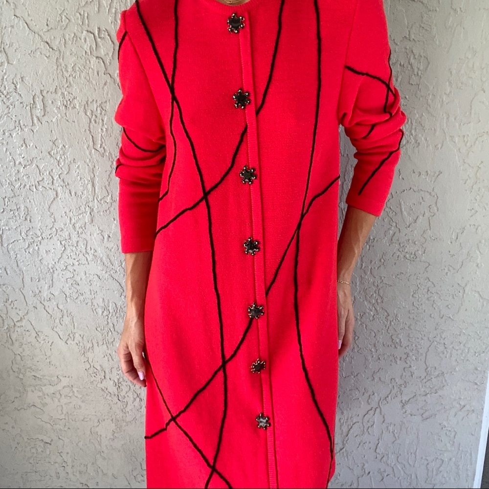 Vintage J.S.S. Red wool/rayon size small dress